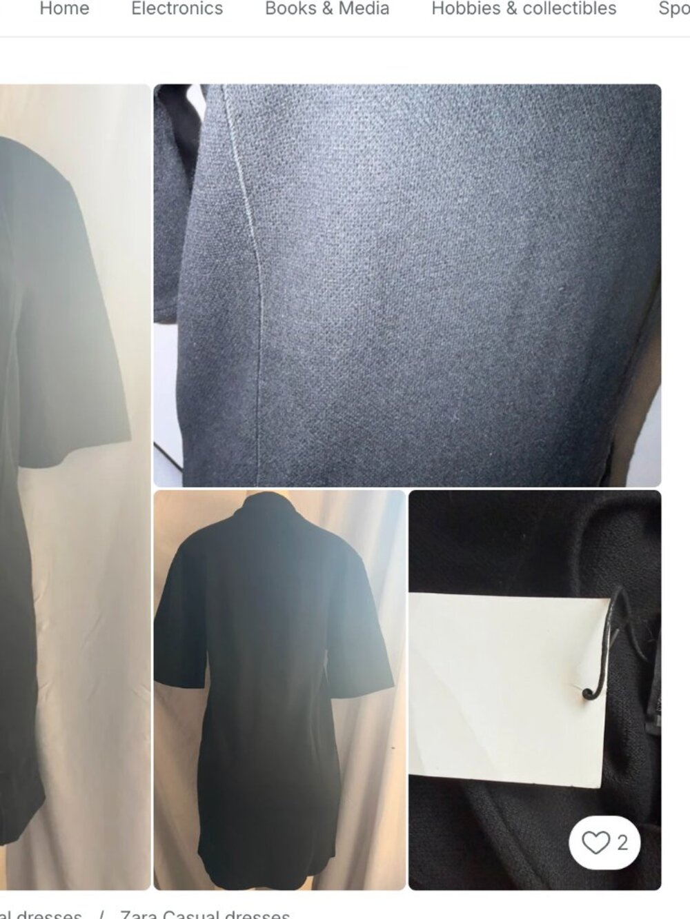 NWT ZARA Black Short Sleeve High Neck Mock Neck Shift Mini Dress S